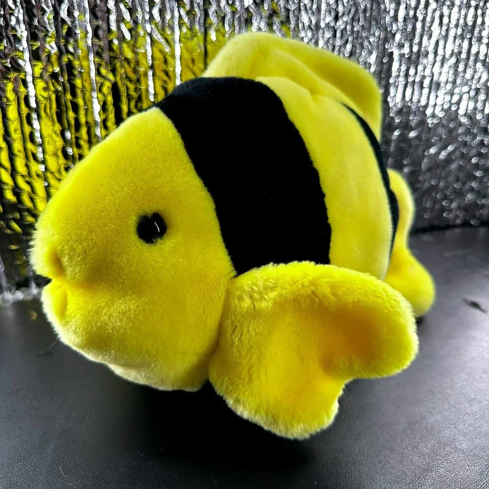 Ty Beanie Baby Bubbles Fish‎ 8in Yellow Black 1998 Retired Plush Toy